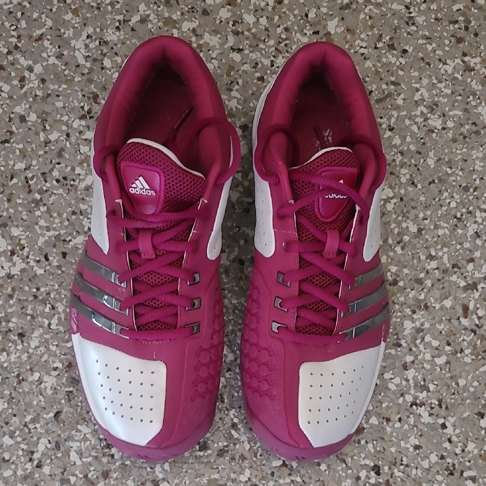 Adidas Women's Dark Pink (Plum) and White TENNIS Sneakers (BARRICADE)